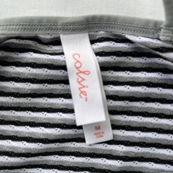 Colsie Striped Crop Tank Top Black White Gray Size M - Picture 8 of 9